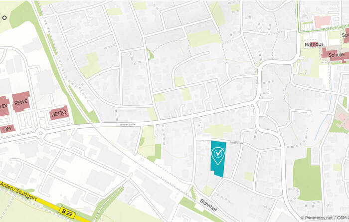 Lageplan - Baugrundstück in zentraler Lage von Westhausen