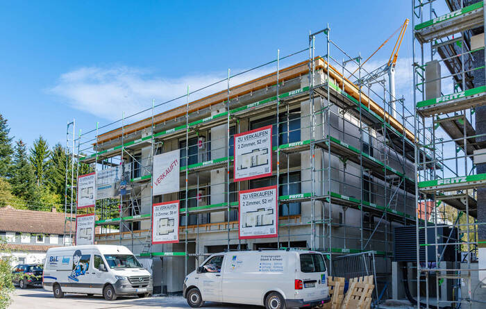 Außenansicht Haus 1 - Baufortschritt Herbst 2026